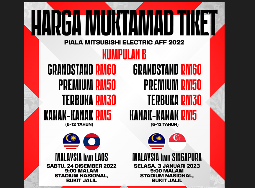 Terima pelbagai reaksi penyokong Harimau Malaya, FAM turun harga tiket terbuka Piala AFF ke RM30